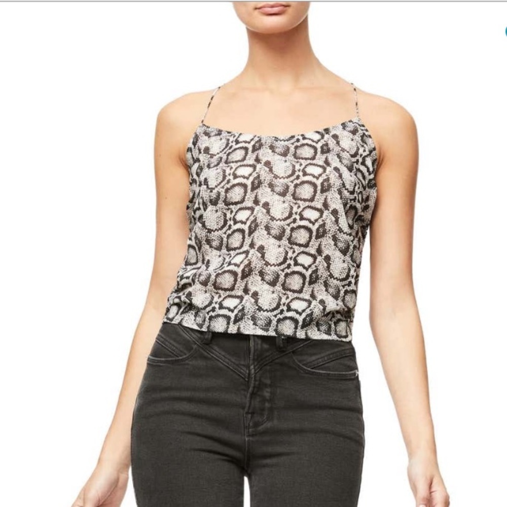GOOD AMERICAN New w/ Tags $125 Ruched Snake Print Cami